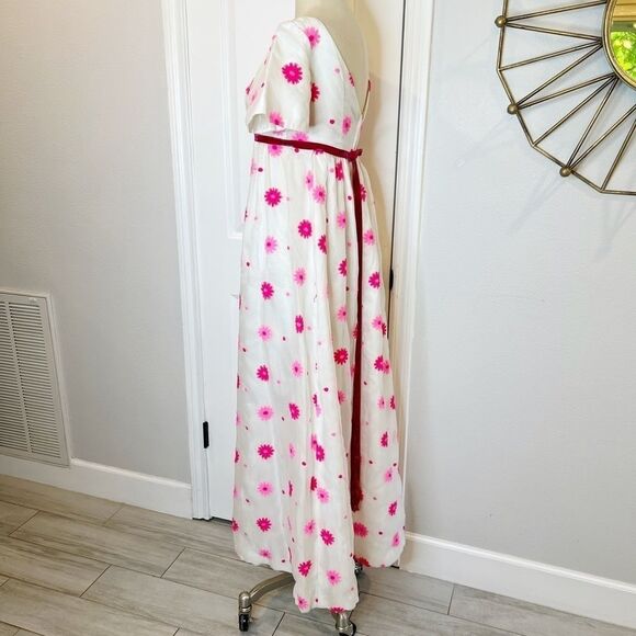 Lorrie Deb Vintage Dress Floral Embroidered White and Pink Size Small VTG 11 - Picture 4 of 16